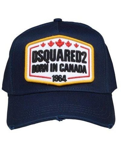 DSquared² Logo-embroidered Distressed Baseball Cap - Blue