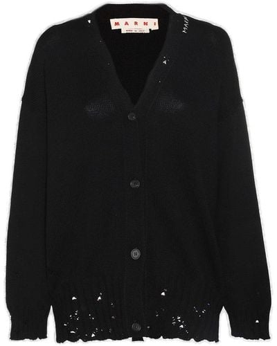 Marni Distressed Button-up Cardigan - Black