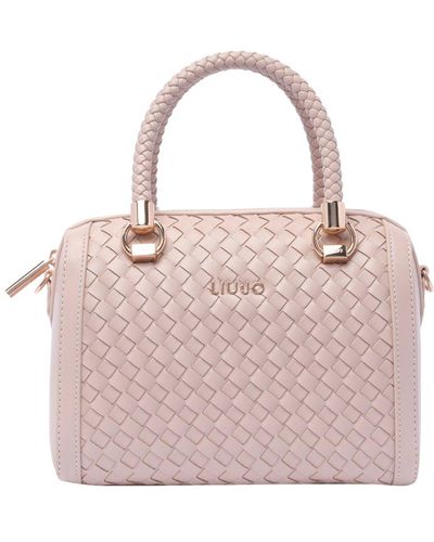 Liu Jo Logo Lettering Woven Top Handle Bag - Pink