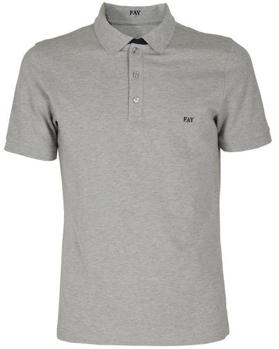 Fay Logo-embroidered Short-sleeved Polo Shirt - Grey