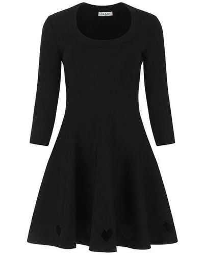 Alaïa U-neck Knitted Dress - Black