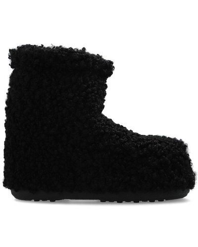 Moon Boot Icon Low Faux Curly Snow Boot - Black