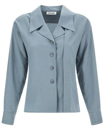 Low Classic Buttoned Blazer Overshirt Jacket - Blue