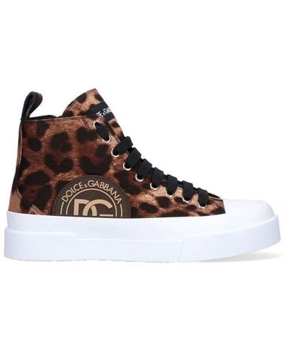 Dolce & Gabbana Leopard Print High-top Sneakers - Brown