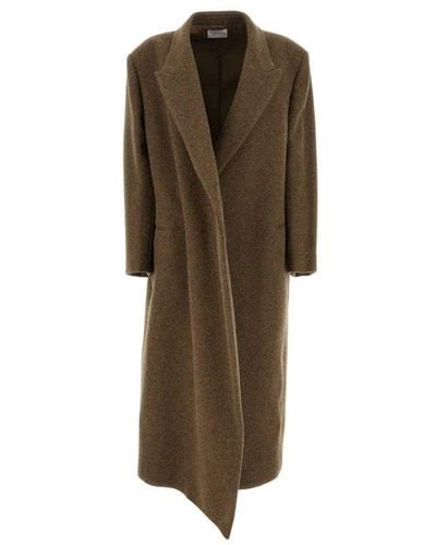 The Row Dhani Oversized Asymmetrical Silhouette Coat - Brown