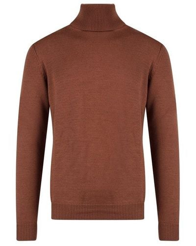 Roberto Collina Roll Neck Knitted Sweater - Brown