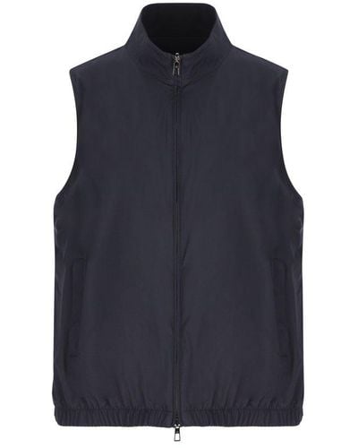 Loro Piana High-neck Zipped Reversible Vest - Blue