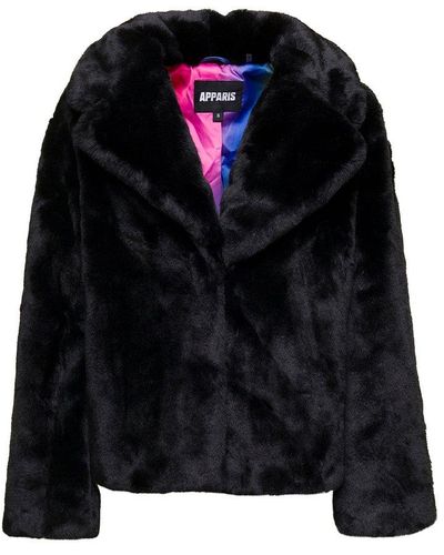 Apparis Milly Single Breasted Shearling Jacket - Black