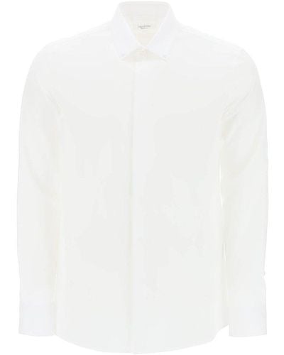 Valentino Stud Detailed Curved Hem Shirt - White