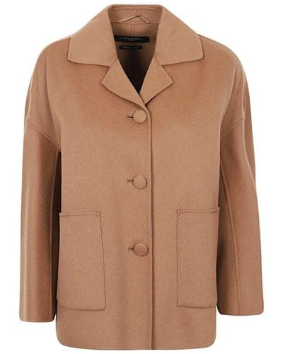 Weekend by Maxmara Relaxed Fit Buttoned Jacket - Brown