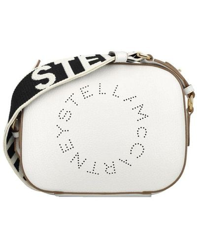 Stella McCartney Logo Perforated Strapped Crossbody Bag - White