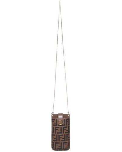 Fendi Ff Motif Printed Phone Pouch - Brown