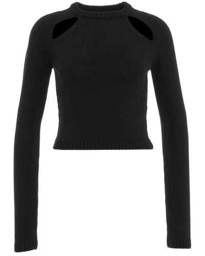 Chiara Ferragni Cut-out Knitted Cropped Sweater - Black