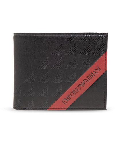 Emporio Armani Bifold Wallet With Logo, - Black