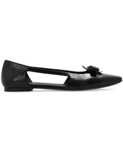 Ferragamo Cut-out Drop Bow Ballet Flats - Black