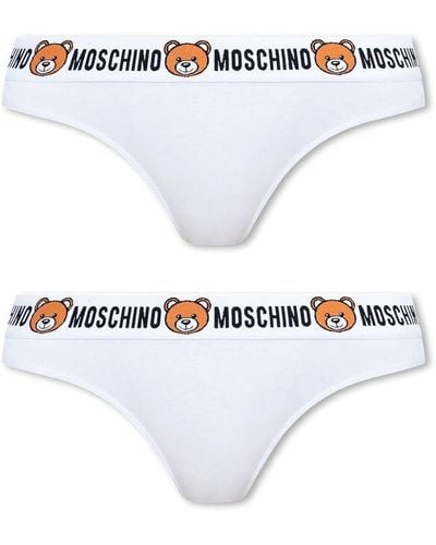 Moschino Branded Thong 2-Pack - White