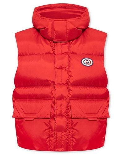Gucci Down Vest With Logo - Red
