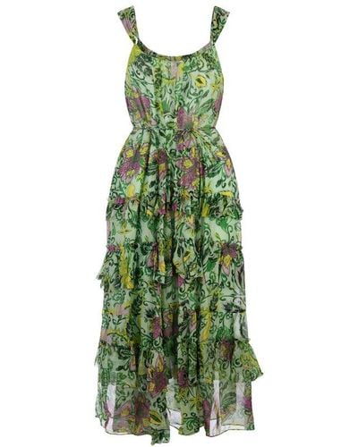 Diane von Furstenberg Floral Printed Midi Dress - Green