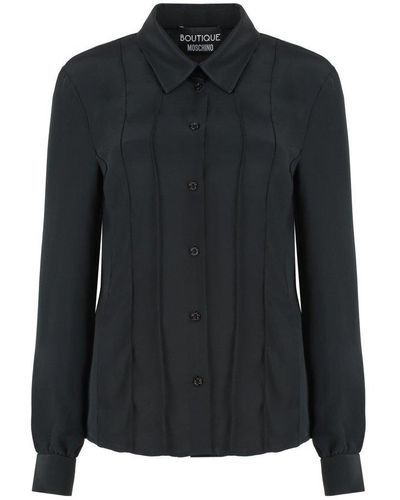 Boutique Moschino Stripeline Detail Buttoned Shirt - Black