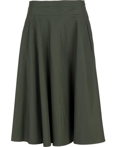 Aspesi Zip-up Flared Midi Skirt - Green