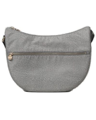 Borbonese Zipped Medium Shoulder Bag - Grey