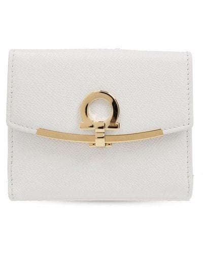Ferragamo Leather Wallet With Logo - White