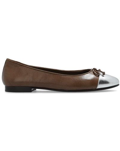 Tory Burch Cap Toe Leather Ballet Flats - Brown