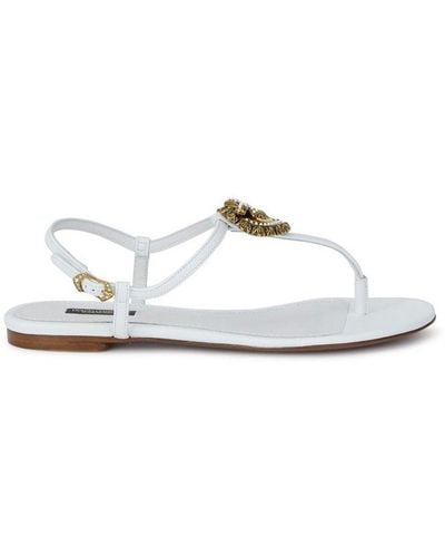 Dolce & Gabbana Devotion T-bar Sandals - White