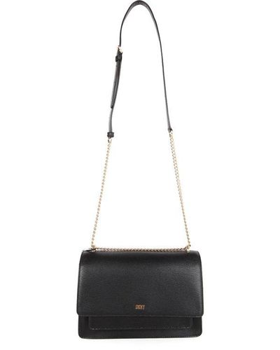 DKNY Black Saffiano Leather Sara Top Handle Mini Crossbody Sachet Bag