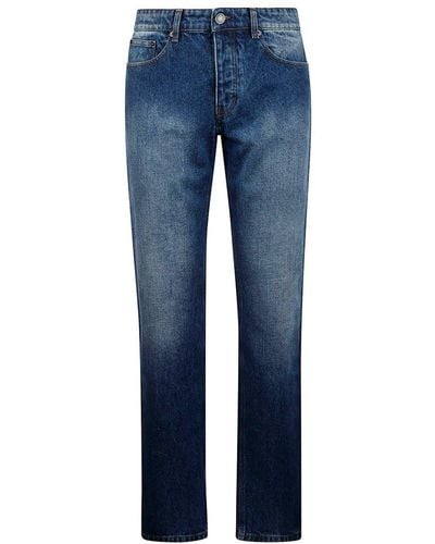 Ami Paris Distressed Mid-rise Jeans - Blue