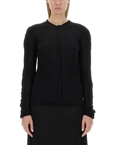 Uma Wang Long-sleeved Knitted Top - Black