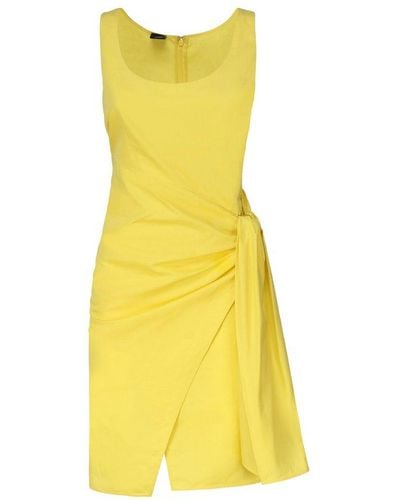 Pinko Acallide Sleeveless Wrap Midi Dress - Yellow