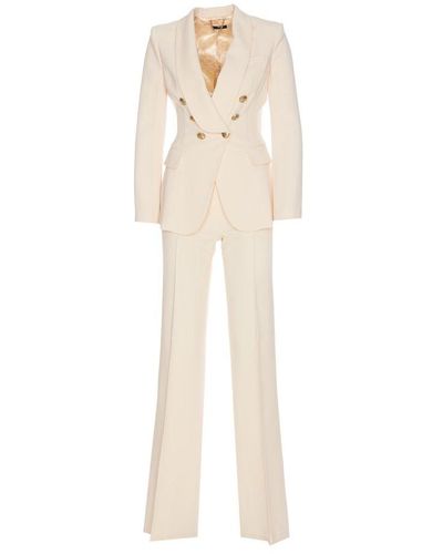 Elisabetta Franchi Double-breasted Long-sleeved Suit - White