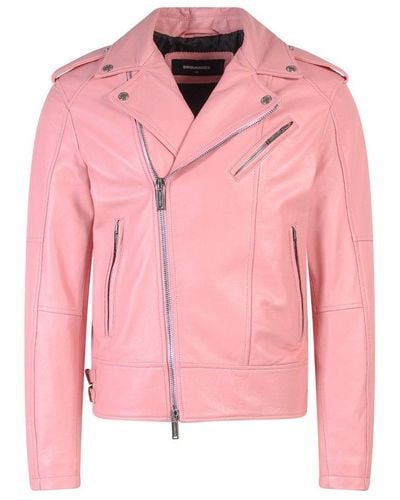 DSquared² Leather Biker Jacket - Pink