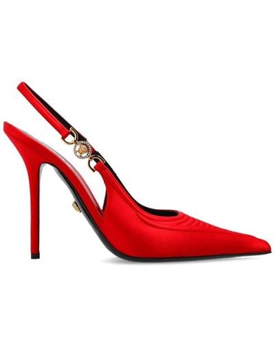 Versace Medusa 95 Pointed Toe Slingback Court Shoes - Red