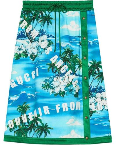 Gucci Printed Cotton Knee-length Skirt - Blue