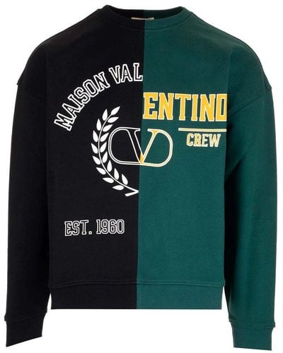 Valentino Logo Printed Crewneck Sweatshirt - Green
