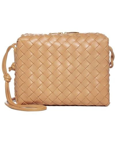 Bottega Veneta Loop Small Intrecciato Leather Shoulder Bag - Natural