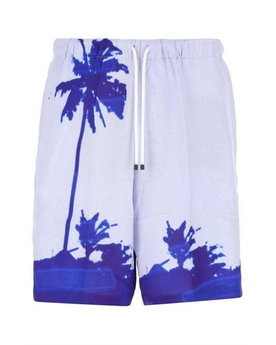 Dries Van Noten Viscose Bermuda Shorts Uomo - Blue