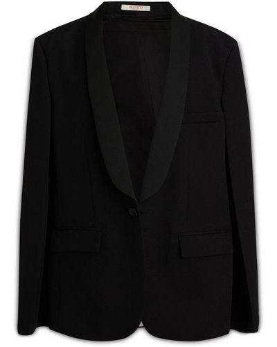 Valentino Single-breasted Long-sleeved Blazer - Black