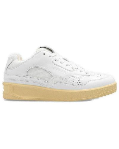 Jil Sander Laced Logo Embossed Sneakers - White