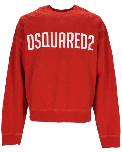 DSquared² Logo-printed Long-sleeved Crewneck Sweatshirt - Red