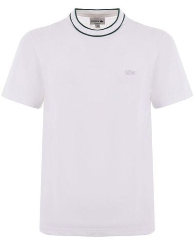 Lacoste Stripe-collar Piqué Short-sleeved T-shirt - White