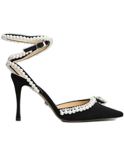 Mach & Mach Pointed-toe Ankle-strap Embellished Court Shoes - Black