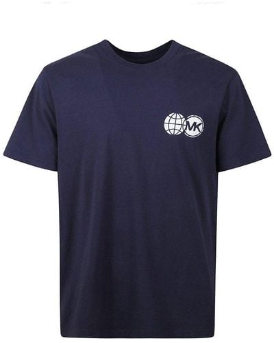 Michael Kors Logo Printed Crewneck T-shirt - Blue