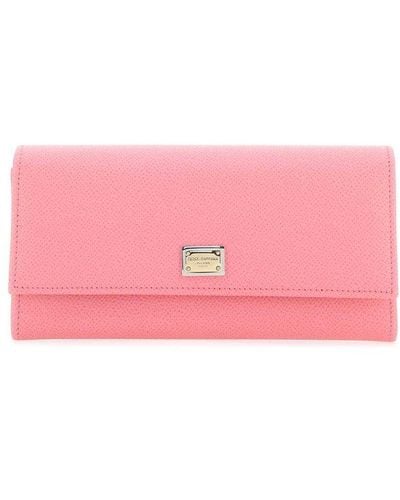 Dolce & Gabbana Logo-plaque Leather Wallet - Pink