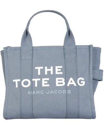 Marc Jacobs Logo Printed Zipped Small Tote Bag - Blue
