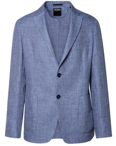 ZEGNA Single-breasted Tailored Blazer - Blue