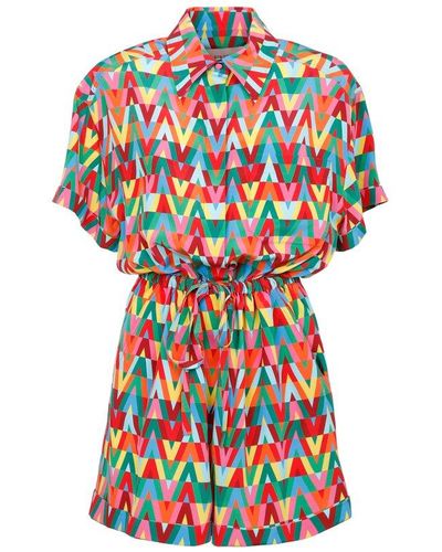 Valentino Optical Printed Playsuit - Multicolor