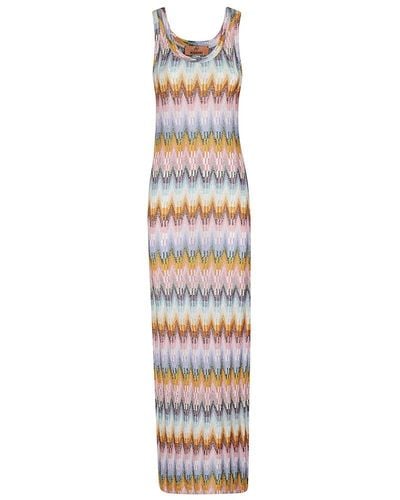 Missoni Zigzag Printed Sleeveless Maxi Dress - White